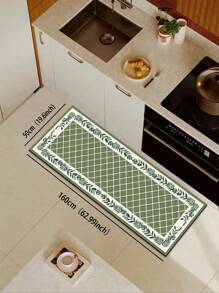 1 pezzo Tappetino da cucina in diatomite, con motivo a rombi verdi e marroni, design a grano, stile minimalista di lusso, che allevia la fatica in cucina, impermeabile e resistente allo sporco, spessore 3mm, personalizzabile, tappetino in silicone morbido e confortevole, con strato superiore in tessuto, strato intermedio in spugna e strato inferiore in gomma, adatto per cucina, bagno, ingresso, lavanderia