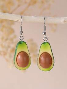 1 Pair Cute Faux Fruit Shaped Earrings, Summer Fun Lemon, Blueberry, Avocado, Watermelon, Strawberry, Orange, Resin Material Earrings