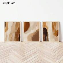 3 件/套中性抽象画廊墙装饰艺术画，棕色北欧现代抽象艺术海报，2d/平面无框帆布海报，房间装饰，客厅装饰艺术，现代家居墙装饰艺术，理想的家居礼物创意，适用于客厅书房卧室走廊装饰艺术画 - 棕色 - 查看 7