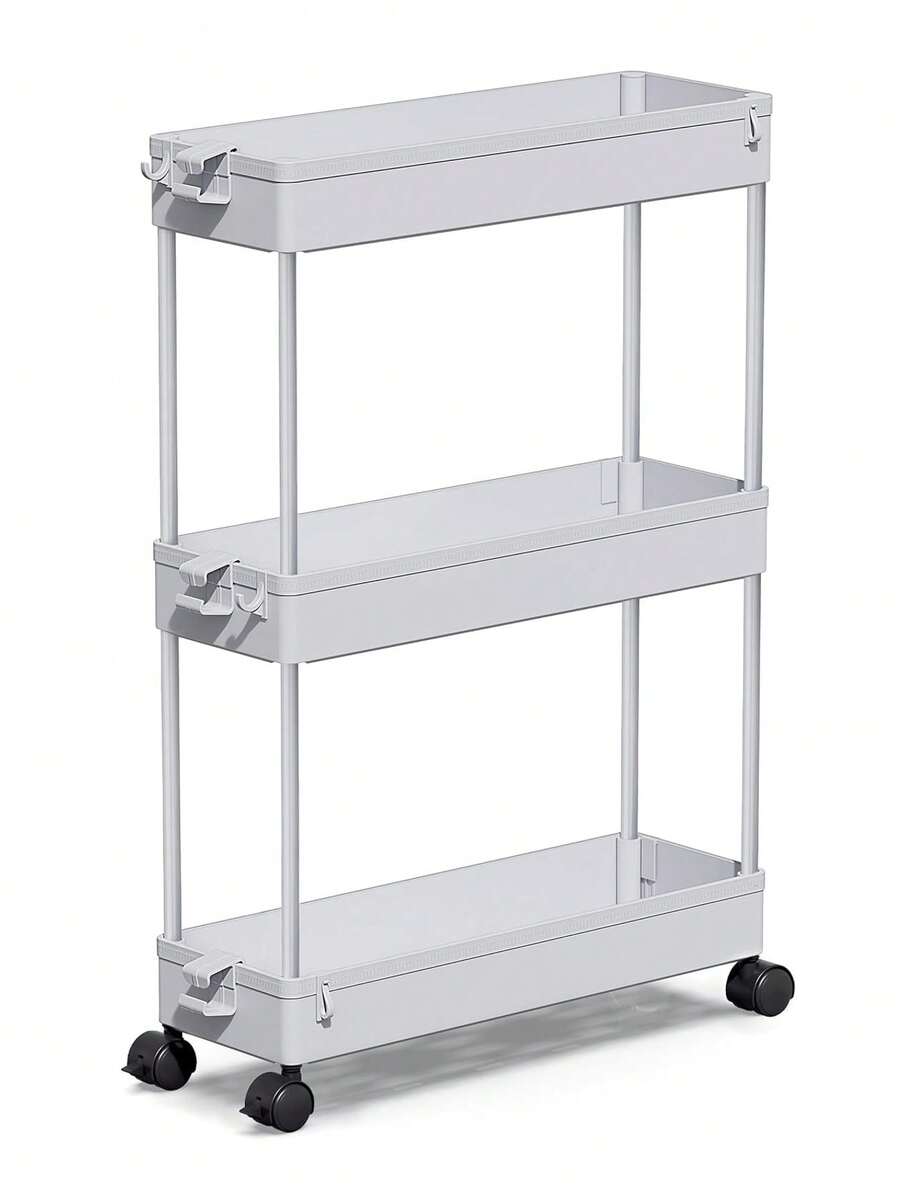 SPACEKEEPER Slim Rolling Storage Cart, 3 Tier Bathroom Storage Organizer Laundry Room Utility Cart Mobile Shelving Unit, Multi-Purpose For Kitchen Office Bathroom Laundry Narrow Places - 灰色 - 查看 1
