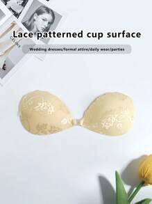 1pc Push Up Lace Invisible Push Up Bra With Randomly Attached Transparent Straps For Women Wedding Dresses, Suspenders, Bras - Suitable For Suspenders, Dresses, Bodysuits