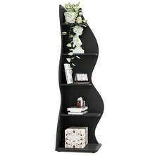 70-Inch Five-Layer Corner Bookshelf, Book Corner, Corner Display Cabinet, Room Decoration Shelf, Bedroom Decoration Shelf, Suitable For Living Room, Study And Bedroom, Easy To Install, Indoor Plant Stand, Modern And Simple Style - 黑色-升級款 - 查看 6