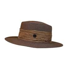 Women's Summer Straw Boater Hat Wide Brim Sun Hat Lightweight Beach Cap With Textured Band - Khaki - View 2