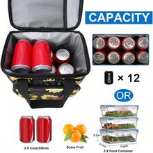 Local Shipping-Femuar Reusable Lunch Box For Men/Women - Insulated Lunch Bag Leakproof Lunchbox For Work Office Picnic Beach - Freezable Lunch Cooler Bag With Adjustable Shoulder Strap - Black - 向日葵 - 查看 2
