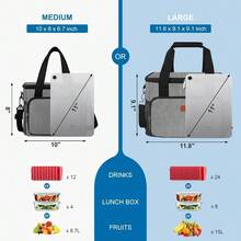 Local Shipping-Femuar Reusable Lunch Box For Men/Women - Insulated Lunch Bag Leakproof Lunchbox For Work Office Picnic Beach - Freezable Lunch Cooler Bag With Adjustable Shoulder Strap - Black - 1-灰色 - 查看 2
