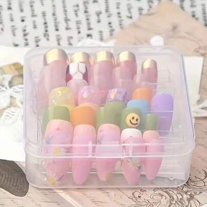 1ชิ้น กล่องเก็บของโปร่งใสขนาดเล็กพร้อมฝาเปิดปิด