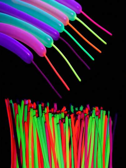 100/50/20 Per Pack, 10 Inch Neon Fluorescent Balloons, Neon Fluorescent Strip Balloons, Colored Luminous Party Balloons, Neon Luminous Party Balloons, UV Black Light Balloons, Luminous Helium Latex Balloons, Birthday Decorations, Weddings, Luminous Party Supplies, Black Light Active Fluorescent Balloons(Blue Or Purple Light Must Be Used For Fluorescence Effect)