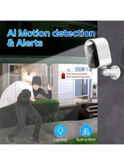 Solar Powered Outdoor Wireless Security Camera, Camera De Segurança Wifi,2K High Definition Slimme Surveillance 5000mAh Battery, Panel Power Supply, 5G WiFi, Full Night Vision, Spotlight Alarm, Two Way Audio, Remote Monitoring Home Cloud Storage/SD Card, Quality Appearance, Property Monitoring. view 8