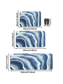 1pc Luxury Faux Cashmere Blue & White Wave Pattern Carpet, Modern Minimalist Ins Style Rectangular Washable Bath Mat, Soft Skin-Friendly TPR Non-Slip Bottom Kitchen Mat, Washable Welcome Doormat, Durable Bedroom Decor Small Rug, Suitable For Home, Living Room, Bedroom, Kitchen, Laundry Room, Garden, Corridor And Outdoor Decoration Rugs, Multiple Size Options, Suitable For Spring, Fall Decor, Autumn And Winter