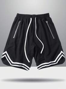 Pantalon décontracté pour hommes avec rayures latérales, poches à fermeture éclair, pantalon de jogging de style basket-ball sportif, printemps/été 2025