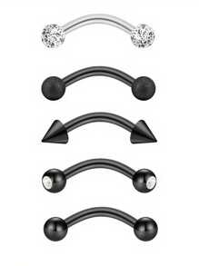 16g Eyebrow Rings Rook Earring Rook Piercing Jewelry Vertical Labret Lip Jewelry Pink Opal Stainless Steel Bridge Eyebrow Piercing Jewelry For Women Men Slivery Black Curved Barbell