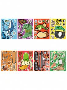 8PCS Make A Face Tung Tung Tung Sahur Cartoon Doodle Stickers Abstract Style Fit Laptop Decorative Stickers, Tanning Stickers, Room Decorative Headphones, Car Stickers Gift Decorative, Office Decorative Guitar Laptop Luggage DIY Handwritten Book Decorative Stickers