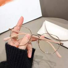 1 Stück Damen Brille mit rundem Rahmen und klaren Gläsern, augenschonend, geeignet für Büro, Schule, Outfit-Kombinationen, Computer, Fernseher, Gaming, Smartphone-Nutzung