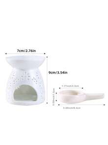 1 biały ceramiczny zestaw do topienia wosku (1 świecznik + 1 miarka do świec) z uchwytem na podgrzewacze | Kominek do olejków eterycznych | Dyfuzor do świec aromaterapeutycznych z miarką do świec, świecznik aromaterapeutyczny, ceramiczny kominek aromaterapeutyczny, uchwyt na herbatę, podgrzewacz do olejków aromaterapeutycznych, kominek do świec do jogi, kominek do herbaty i kawy na sucho do domu, impreza walentynkowa, sezonowa, świąteczna, dekoracja pokoju, wystrój domu, prezent świąteczny i dekoracja świąteczna