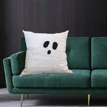 Funda de almohada de Halloween con bordado de fantasmas, funda de cojín suave, protector de almohada para decoración de sofá del hogar. - transparente - Ver 2