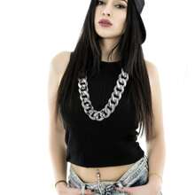 سلسلة هيب هوب من البلاستيك ضخمة بطريقة عشوائية للرجال ، قلادة مزيفة باللونين الذهبي والفضي لاكتمال زي ال-90،اكسسوار