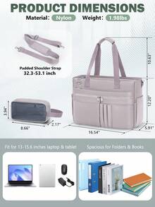 NUBILY Teacher Tote Bag For Women 15.6 Inch Laptop Briefcase With Clutch Bag, Nurse Bags Professional Work Handbag For Office College Nursing, Large Utility Tote Messenger Shoulder Bag - Bột tro - Xem 3