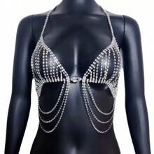 1 Stück Bikini mit kristallbesetzter Körperkette, sexy geeignet für Nachtclub & Strand