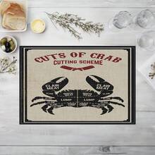 4 件黑蝙蝠紫黄格子条纹，12.5*16.5 英寸隔热矩形亚麻桌垫，适用于节日派对、厨房、餐厅、家居餐桌装饰餐垫