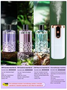 Máquina de aromaterapia con temporizador para uso doméstico, mini difusor de aceites esenciales de aromaterapia de ABS silencioso para el dormitorio, recargable, montado en la pared, automático para desodorizar el baño, ambientador eléctrico para oficina y coche, 5 modos de funcionamiento, 6 aceites esenciales con luces de ambiente de colores.