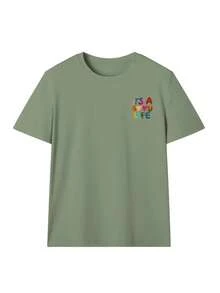 Women's Colorful Slogan Print Casual Round Neck Short Sleeve T-Shirt, New Summer Style, Suitable For Daily Wear. Vacation, Women's Graphic Tee, Women's White Top - Green - View 6