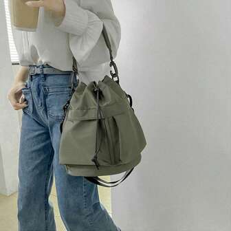 Fashion Women Handbags Waterproof Nylon Shoulder Bags Large Capacity Crossbody Bags For Women Portable Drawstring Bucket Bag