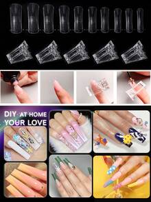 Set para salón de manicura, Juego de herramientas para extensión de uñas acrílicas, Kit de 100 piezas de moldes reutilizables para extensión de uñas de gel con herramientas y accesorios duales para extensión de uñas acrílicas - Multicolor - Ver 6