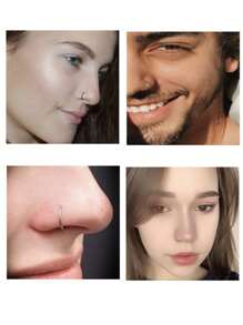 20Pcs Women Fake Nose Piercing Ring Hoop Septum Non Piercing Nose Clip Rock HipHoop Stainless Steel Fashion Punk Body Jewelry