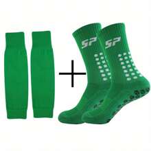 4pcs/Set Youth Sports Soccer Socks, Size 38-45 Non-Slip Dotted Sports Socks, Basketball Socks And Sports Shin Guard Compression Leg Sleeve