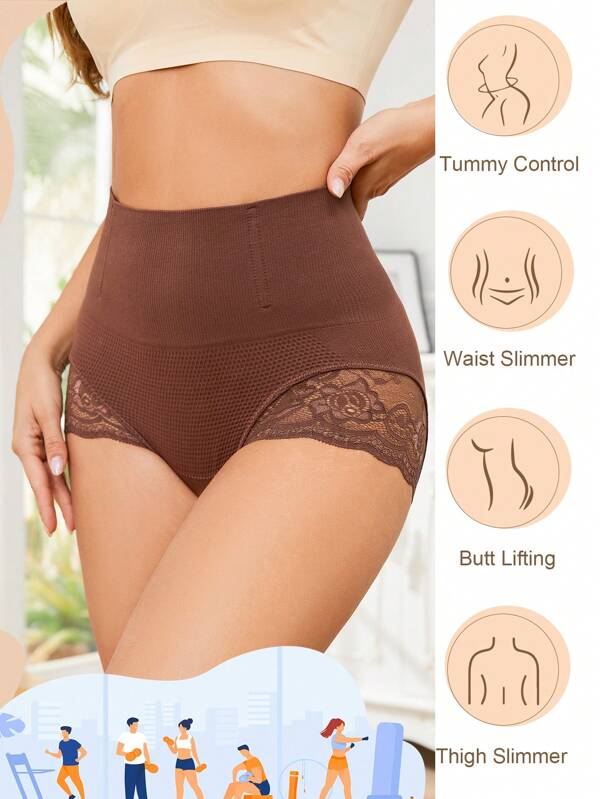 Women's Shapewear Waist Control Seamless Lace Compression Shorts