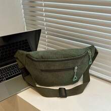 [Preference Style] Autumn/Winter Corduroy Crossbody Bag - New Chest Bag - Women's Casual Shoulder Bag - Student Commuter Bag For Women Storage Organizer Travel Essentials Back To School Dormitory Storage