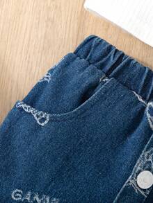 Summer Fashionable 3 PiecesDenim Set For Toddler Girls, Including Butterfly Jacquard Collar Denim Vest, White Ribbed Camisole, And Butterfly Jacquard Denim Skirt, Stylish Denim 3 Pieces Set For Casual Daily Wear - White - View 7