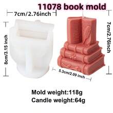 Stampo in silicone per candele a forma di libro 3D, stile artistico, per stampi in gesso, resina epossidica, decorazioni da libreria, forniture per la realizzazione di decorazioni da studio - Bianco - Visualizzare 13