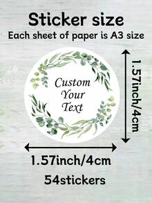 54-540Pcs Custom Text Wreath Stickers,Personalize Wedding Stickers,Customized Text Round Stickers,Customizable Thank You Stickers,Name Label Stickers,Birthday Stickers,Birthday Gifts,Party, Gift Bags/Boxes,Invitation,Elegant,Flower Crown,Perfect Creativity,Various Occasions,Etiquette,Personalized Logo School Supplies,Back To School - Style a - View 3