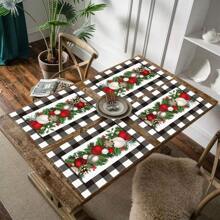 4/6 Stücke Weihnachtsbaum Tischsets, mit roten, weißen und karierten Mustern, robustes Material, geeignet für Küche, Esszimmer, Innen-/Außen Feiertagsdekoration, Thanksgiving und Weihnachten