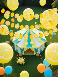 4 piezas de Guirnalda de limón degradado, Pancarta de limón para decoración, Decoraciones de limón para fiesta de cumpleaños, Decoraciones para puesto de limonada, Fondo para picnic de verano interior y exterior
