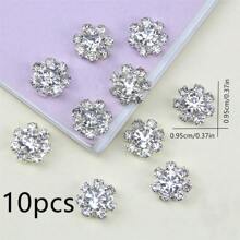 5pcs/set Copper Button, Rhinestone Decor Hand Sewing & Crafts Supply
