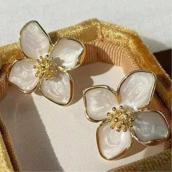 4pcs/Set Clover & Hibiscus Flower 3D Earrings For Women