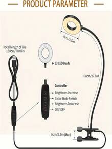 Yogle 1 pieza Lámpara de pie LED, Lámpara de pie para lectura [120 LEDs, con 3 modos de color 3000K-6000K y 10 ajustes de brillo] Lámpara de escritorio regulable, con cuello de cisne flexible, adecuada para sala de estar, dormitorio, oficina - negro - Ver 19