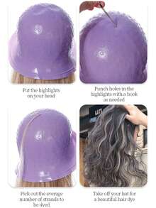 1 Pc Hair Coloring Highlighting Cap Reusable Silicone Highlight Cap Pull Through Caps For Hair Coloring Frosting Cap With Hook Hair Dye Cap With Holes Hair Salon Tools Hairdressing Highlighting Kit Professional Reusable Hair Coloring Highlighting Cap & Hook Hair Salon