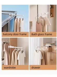 1pc Best Selling New Model 2025 White Travel Retractable Clothes Drying Rack, Foldable Multi-Function Balcony Drying Stand For Hotel/Home, Portable Extendable Laundry Hanger