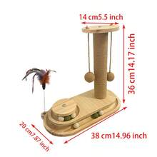 Cat Toy Pine Wood Cat Scratch Pole Vertical Sisal Cat Climbing Frame Wear-Resistant And Non Shedding Cat Turntable Integrated Cat Toy Modern Cat Scratching Post - Stylish Decor For Home, Sturdy & Pet-Friendly Cat Scratch Tree With Ball - Fun Playtime For Kittens & Cats, Reduce Furniture Damage - 灰色 - 查看 10