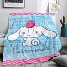 Sanrio 1pc Sanrio Cinnamoroll Cartoon Digital Print Flannel Blanket, Suitable For Living Room, Bedroom, Camping, Travel, Multi-Purpose Blanket To Feel The Warmth, Soft And Comfortable, Accompaniment For Sleep