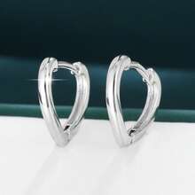 1 对简约时尚心形镶嵌耳钉情人节