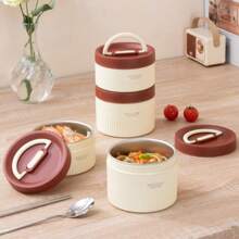 Cutie de prânz Bento din oțel inoxidabil cu 4 straturi, capacitate mare, cu capac și geantă, recipient încălzitor potrivit pentru cuptorul cu microunde, 1 set cutie de prânz termică reutilizabilă, etanșă, pentru adulți/studenți/angajați la birou/picnicuri și camping, potrivită pentru supă/mâncare/fructe