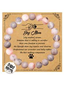 1Pc Cute Bracelets Dog Mom With Gift Card, Adorable Engraving Gift For Dog Lovers, Celebrations Dog Lover Birthday, Thanks You Gift, Durable Elastic Design, Ideal For Any Occasion