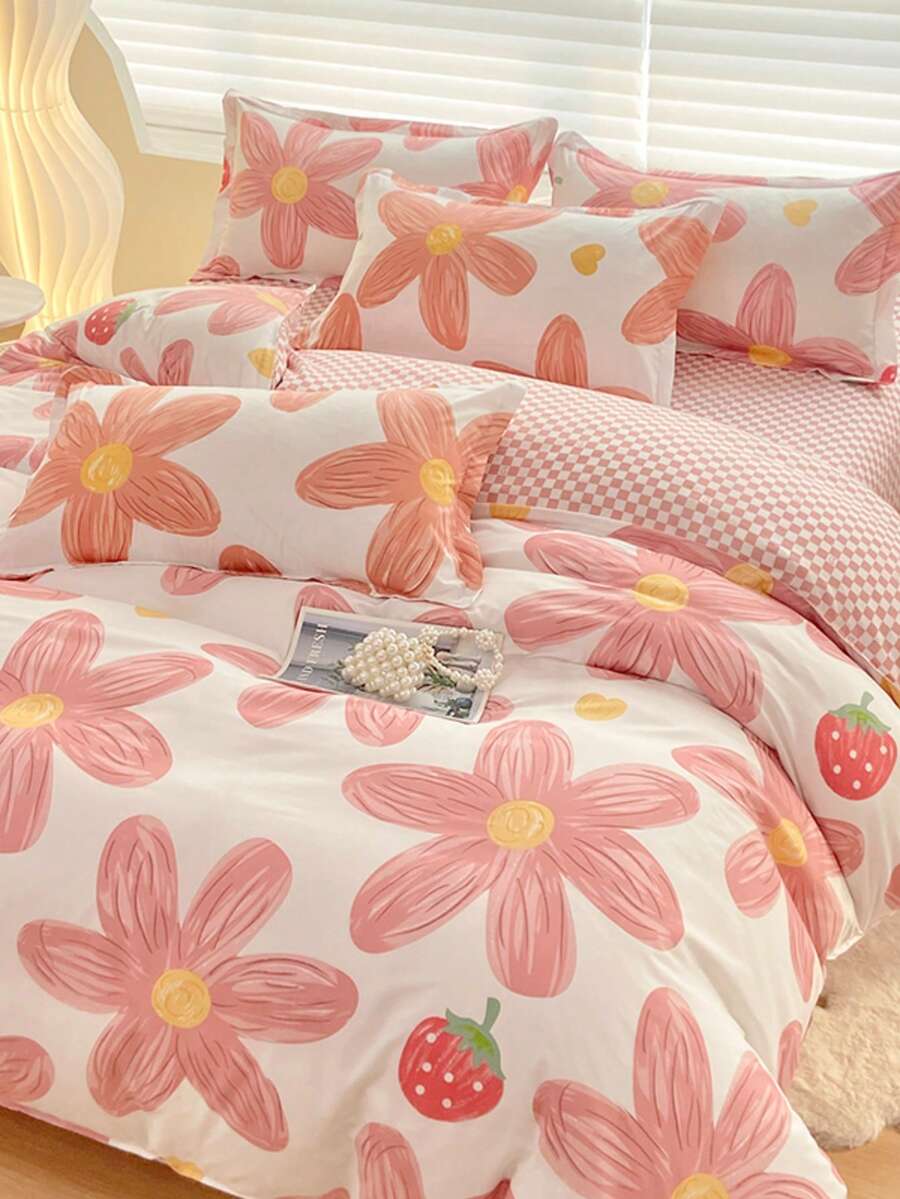 四件套（1件被套+1件床单+2件枕套）柔软磨毛宿舍床上用品套装，适用于宿舍双层床，四季皆宜，亲肤透气，360°防滑包裹，不含荧光增白剂，可水洗，不易褪色，抗菌，保暖。