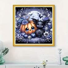 1PC Halloween Diamond Art Painting Kits Crafts Stickers Cartoon Pumpkin Ghost Sets 5D DIY Pictures Mosaic Cross Stitch Kits Embroidery Rhinestones Home Decor Holiday Gift - Black - View 3
