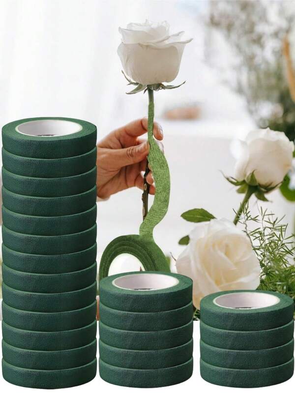 1-10Rolls 30 Yards 12mm Self-Adhesive Bouquet Floral Stem Tape Artificial Flower Stem Wrap Floral Green Tapes DIY Flower Supplies For Wedding Party Birthday