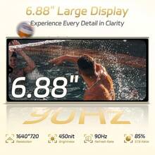 OUKITEL C61 Android 15 智能手机（无合约）, 16GB+128GB /1TB 手机（无合约）, 6.88 英寸 HD+ 90Hz 屏幕 5150mAh 手机（便宜）, 13MP+5MP, 4G 双卡双待手机/指纹/OTG/Face ID - 灰色 - 查看 4